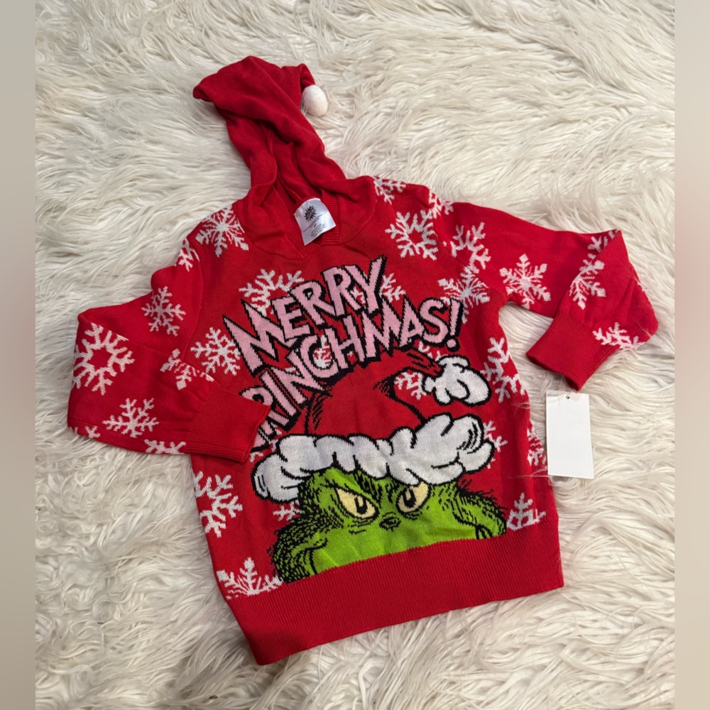 Girls Grinch Christmas Sweater with Hood (X4)